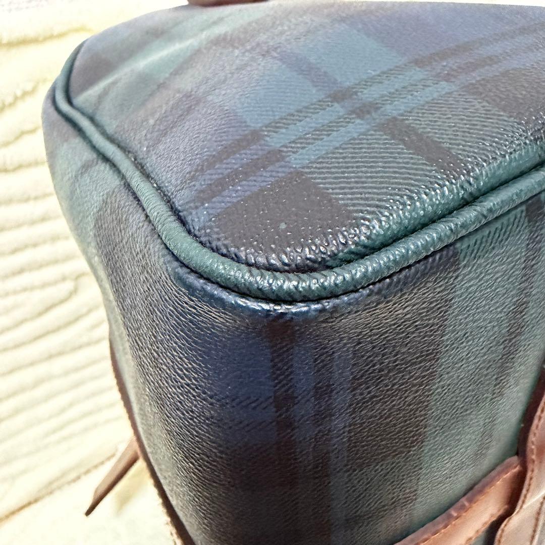 ✨️美品✨️ポロラルフローレン ミニボストン PVCレザー タータンチェックグリーン