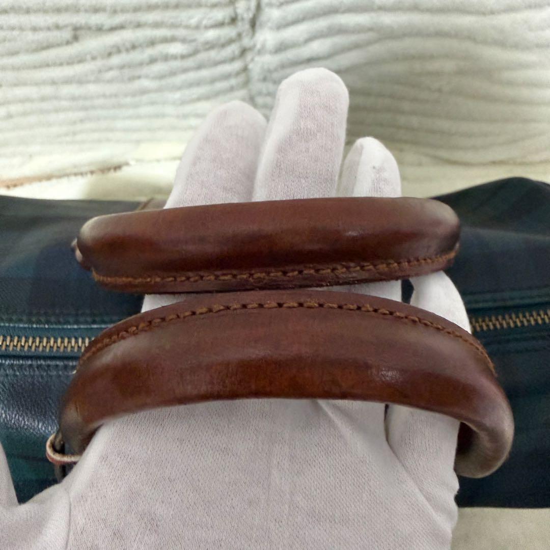 ✨️美品✨️ポロラルフローレン ミニボストン PVCレザー タータンチェックグリーン