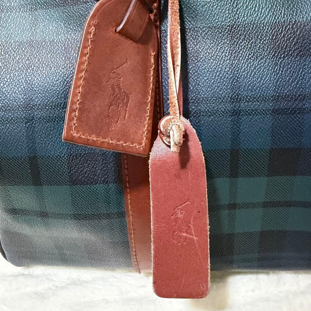 ✨️美品✨️ポロラルフローレン ミニボストン PVCレザー タータンチェックグリーン