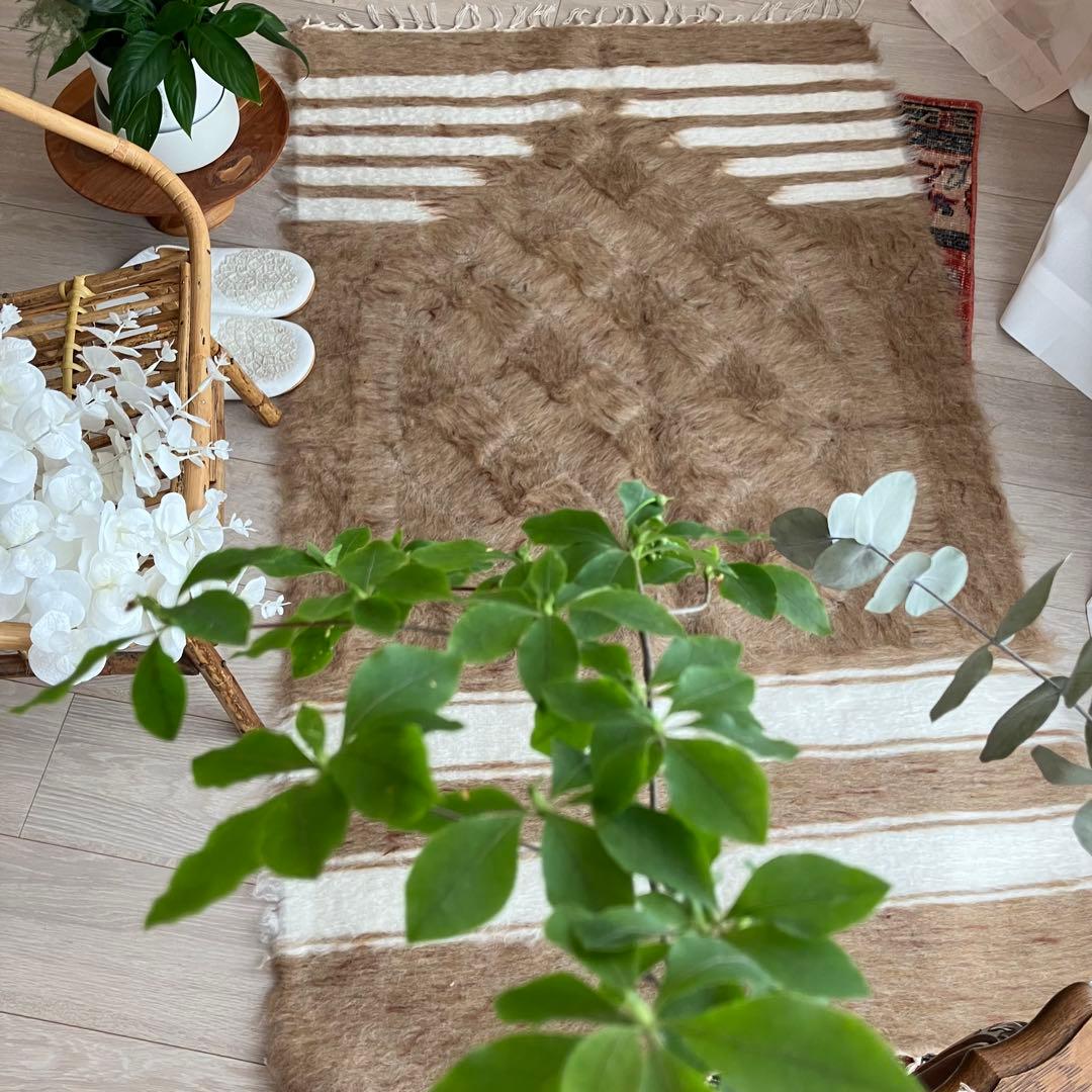 新品wool100％　キャラメル　ミルキー　バッターニエ　トルコヴィンテージラグ