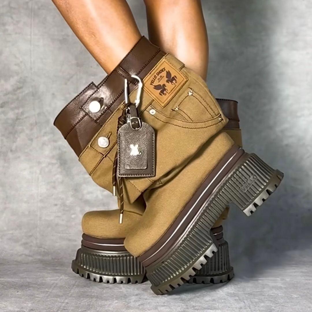 Yellow 【即完アイテム】 大人気ショートブーツ