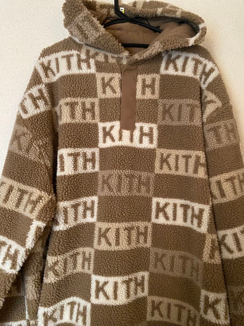 くろべーKITHフーディーボアプルオーバーXLフリースロゴ総柄