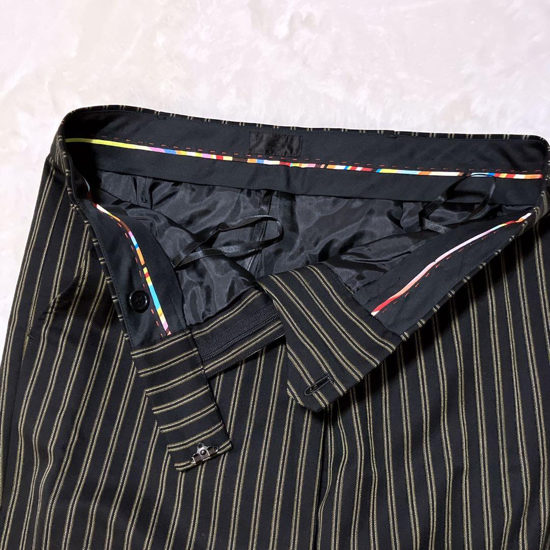 美品 ポールスミス セットアップ パンツ スーツ ストライプ/ブラックイエロー