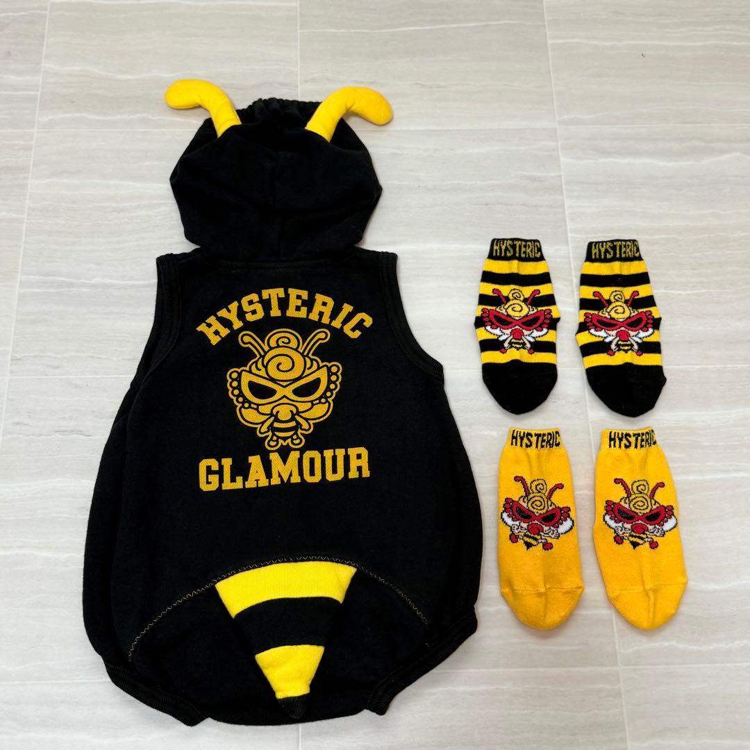 【未使用】ヒステリックミニ　«70» ハチ ロンパース 靴下 3点セット