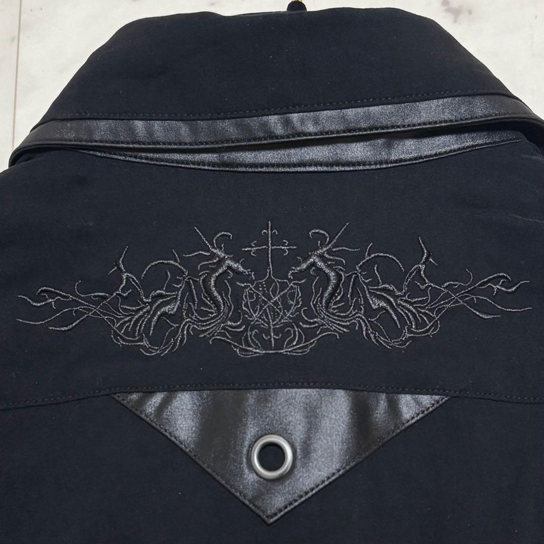 美品 オッズクローチェ 刺繍 スタッズ シャツ 十字架ボタン ゴシック y2k