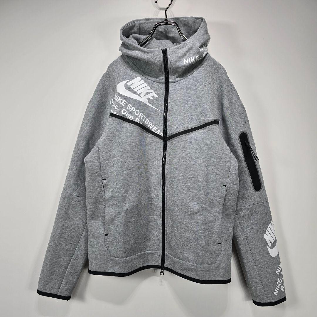 NIKE　テック　フリース　フルジップ　フーディー　パーカー　M　グレー　古着