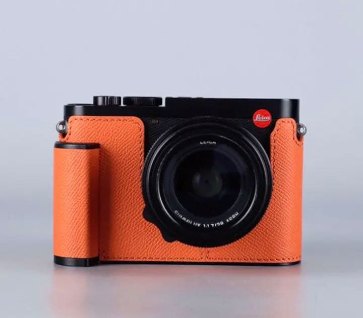 新品 本革 LEICA ライカ Q2用 カメラケース オレンジ色