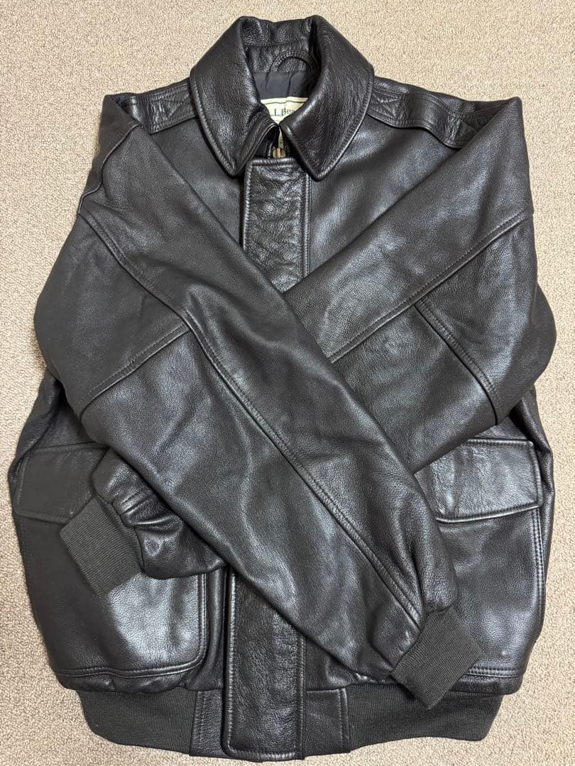 L.L.Bean A-2レザージャケット Mサイズ表記 黒 ゴートスキン 本革