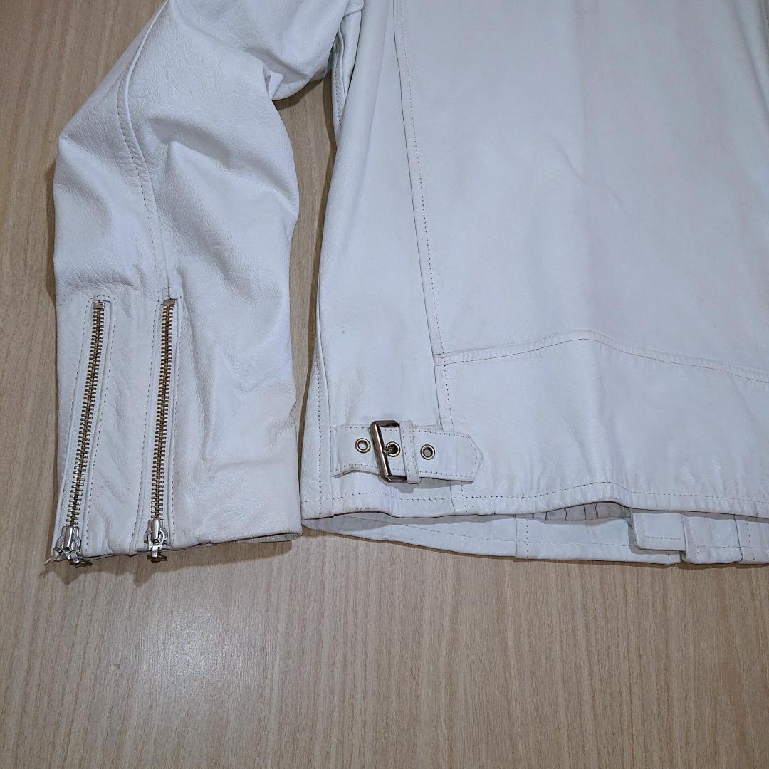激レア　TAKA-Q　ライダースジャケット　シングル　Ｌサイズ　ホワイト　牛革