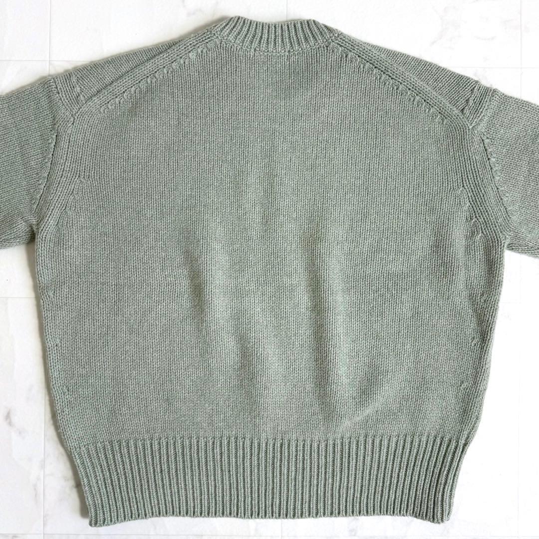 美品＊ギャルリーヴィー ファインウールクルーネックプルオーバー S グリーン