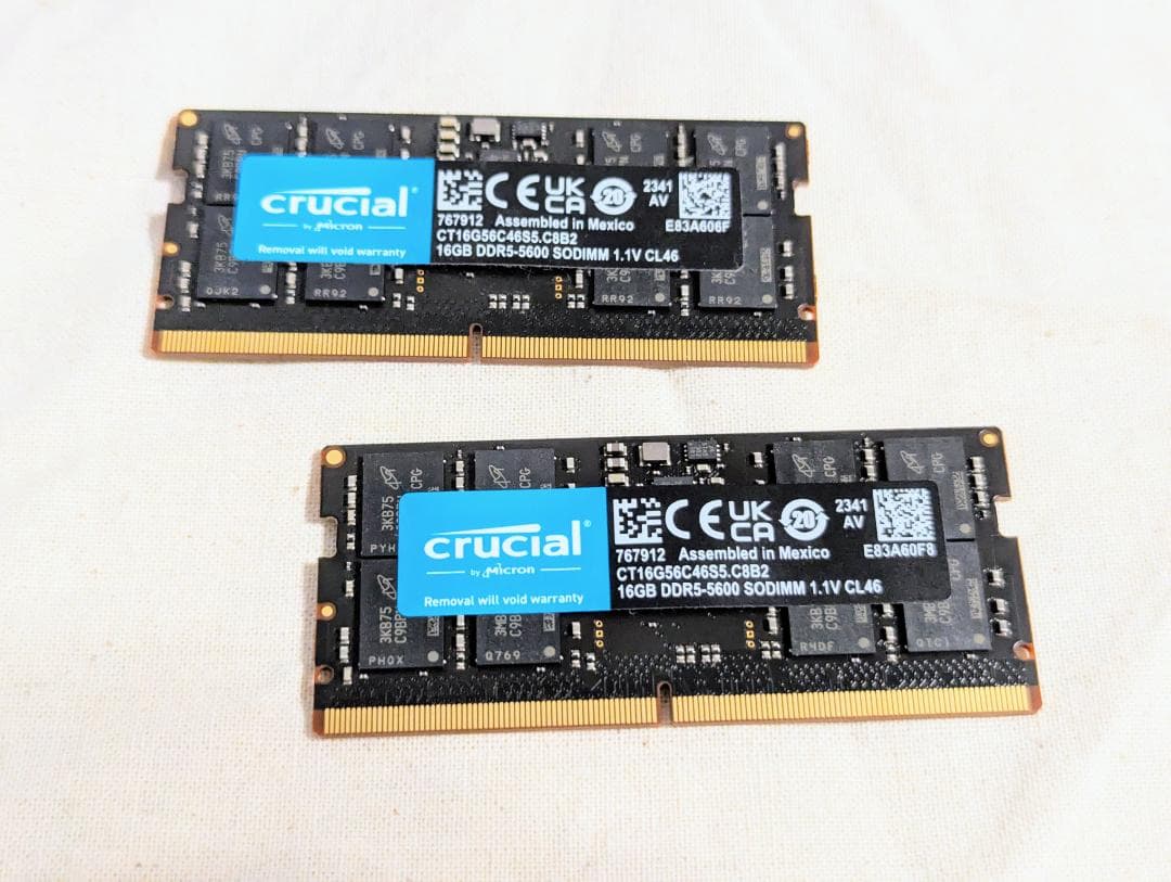 Crucial DDR5 32GB（16GB×2）SODIMM メモリ