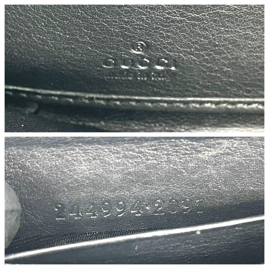 美品✨グッチ ラウンドファスナー GGシマ レザー 12カード 長財布 ブラック