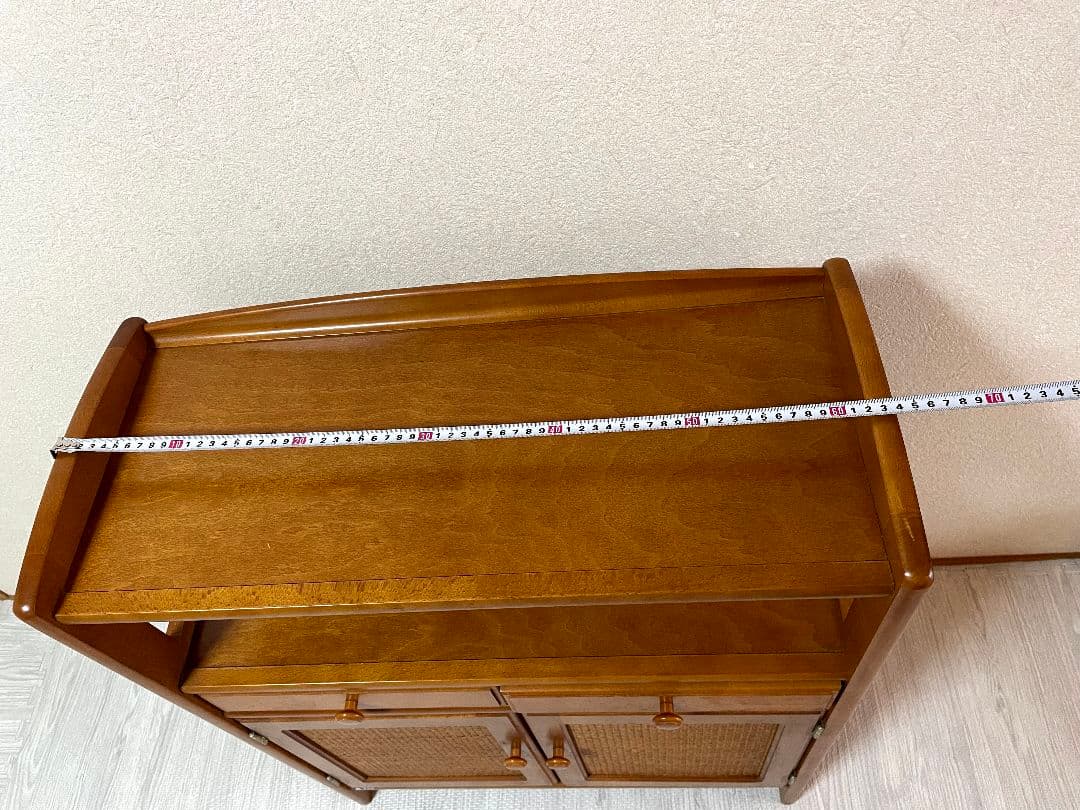 オールドカリモク　ラタン　電話台　FAX台　キャビネット