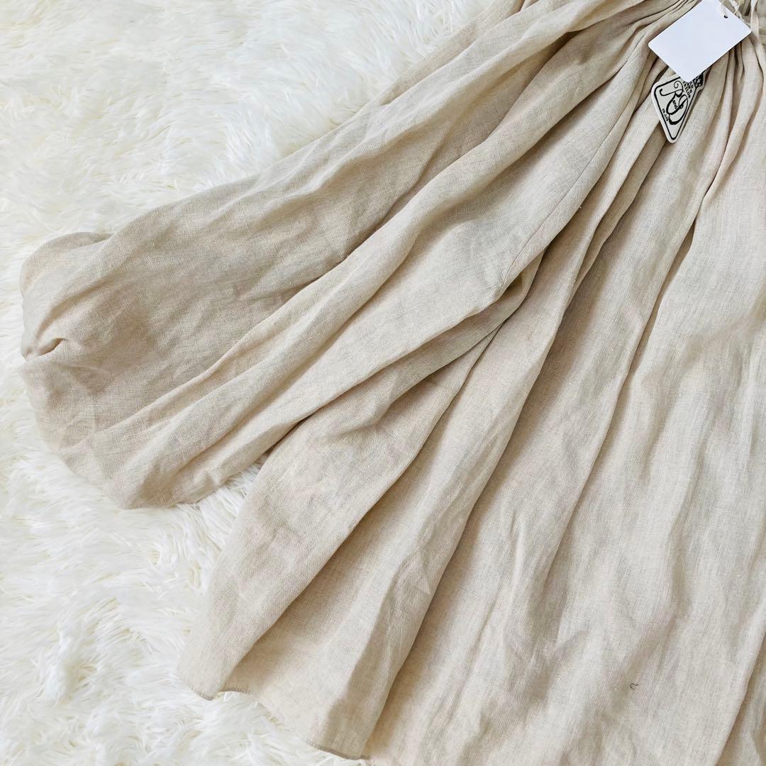 【新品】オールドマンズテーラー　リネンギャザースモックブラウスパフ袖　麻100%