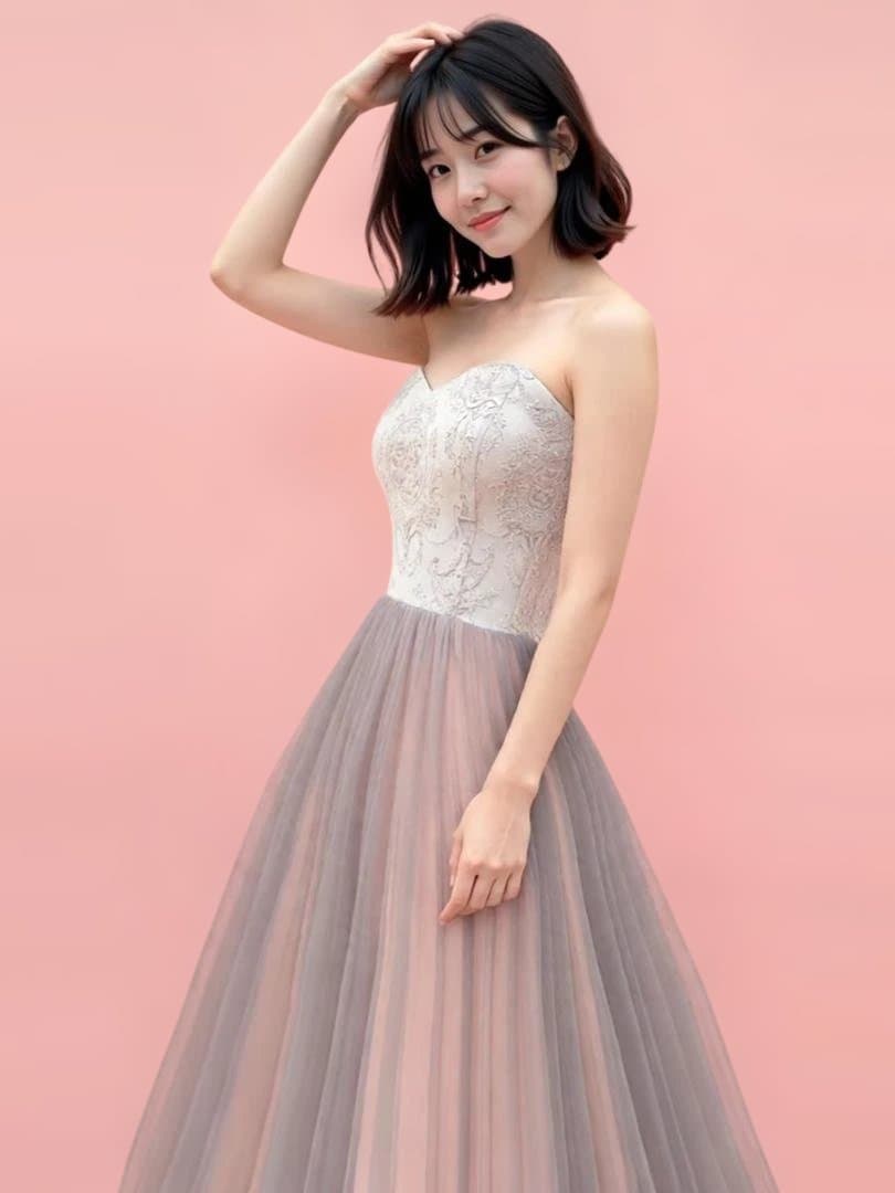 DRESS ROOM AMI　受注生産 カラードレス　グレー・ダスティローズ