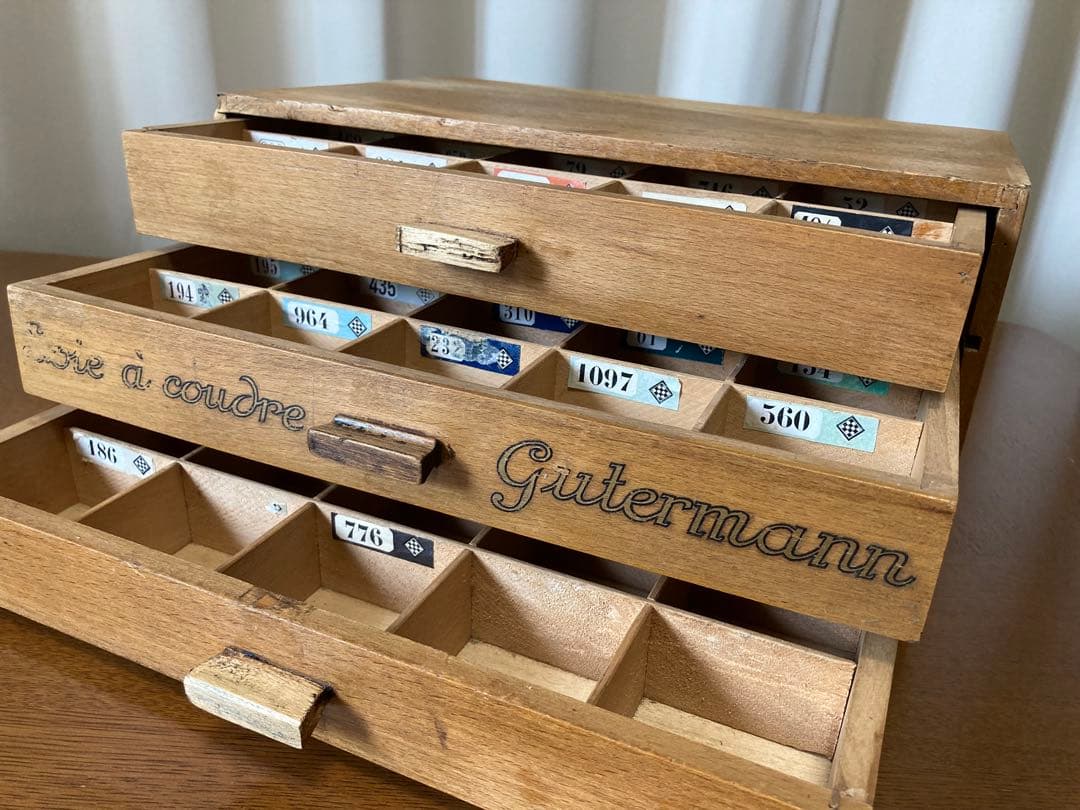 フランス アンティーク ギッターマン ソーイングキャビネット糸巻ディスプレイ什器