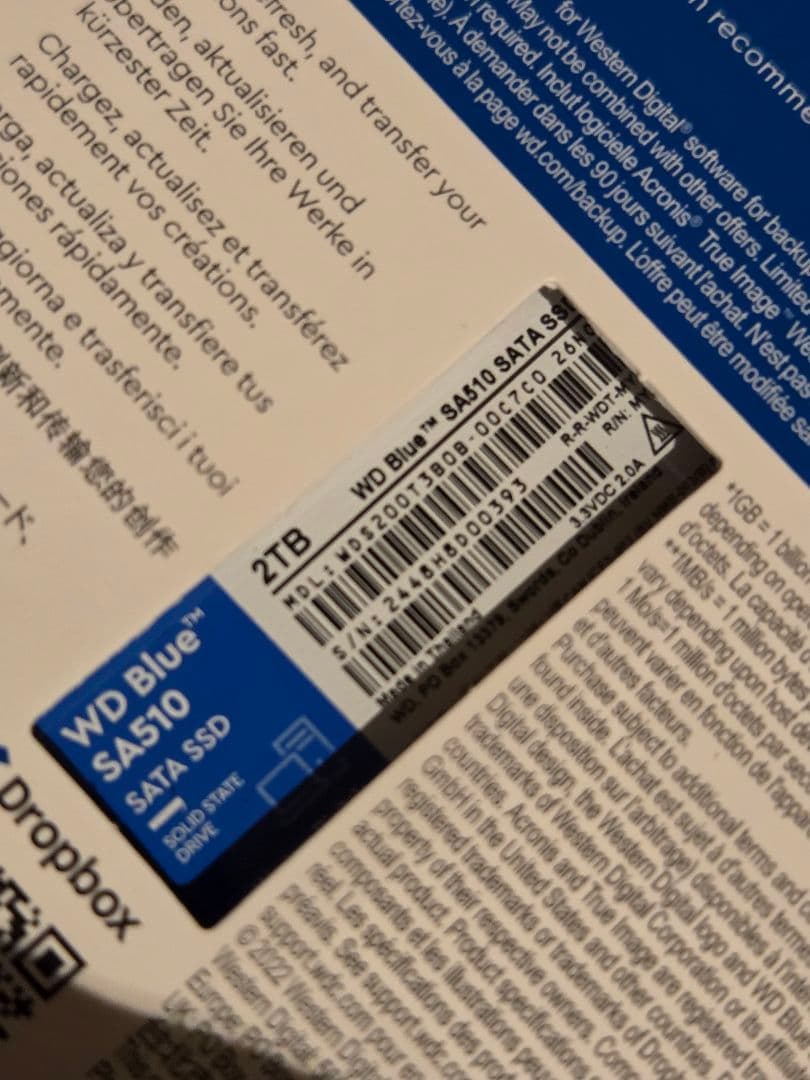 【新品、未開封】WD Blue SA510 2TB SATA SSD
