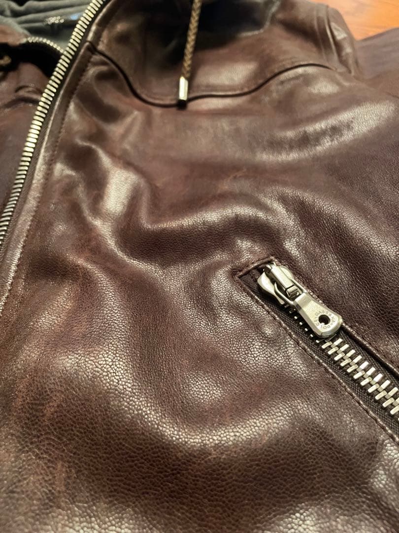 DOLCE & GABBANA フード付きレザージャケット