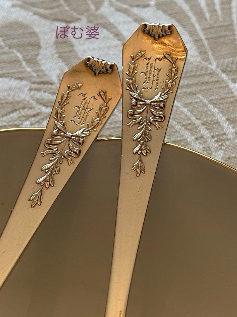 【Whiting／マダムジュメル】純銀 バターナイフ３本＋ブイヨンスプーン１本