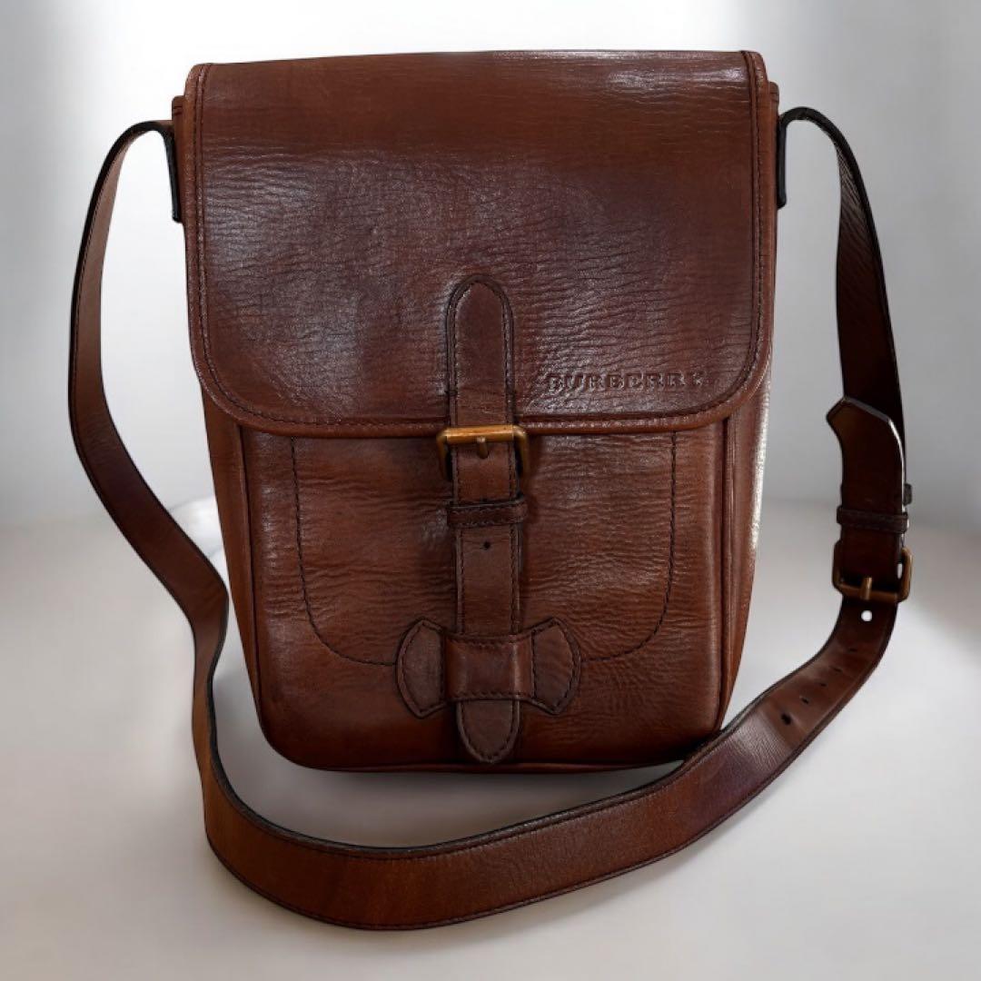 Burberry バーバリー　本革　ショルダーバッグ 茶 ヴィンテージ　レザー