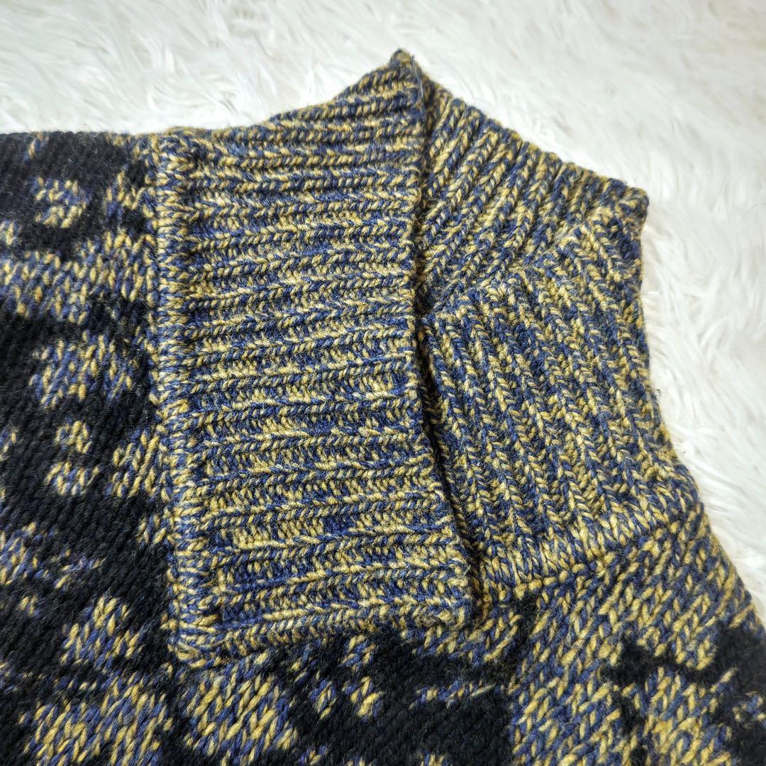 エトロ　ニット　ジャガード織り　変形ハイネック　羊毛　イタリア製　アート柄　44
