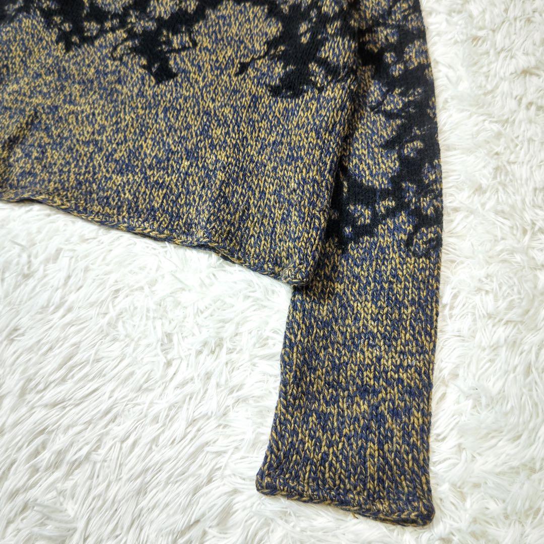 エトロ　ニット　ジャガード織り　変形ハイネック　羊毛　イタリア製　アート柄　44