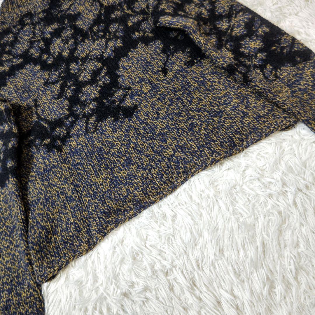エトロ　ニット　ジャガード織り　変形ハイネック　羊毛　イタリア製　アート柄　44