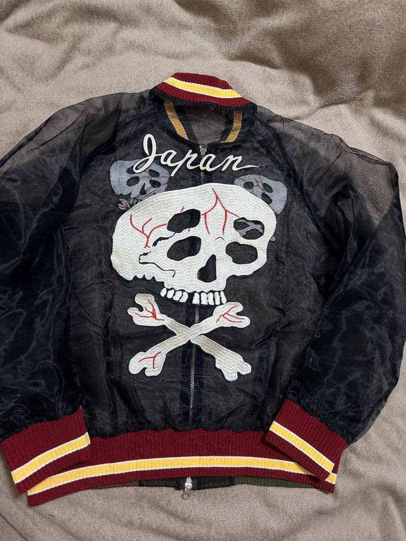 未使用 スカル vintage メッシュ生地 スカジャン unisex 美品