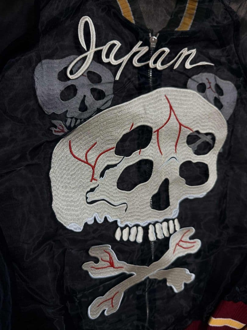 未使用 スカル vintage メッシュ生地 スカジャン unisex 美品