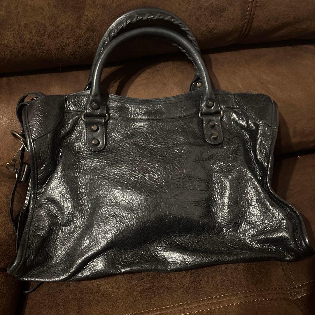 バレンシアガ シティ　ブラック　レザートートバッグ