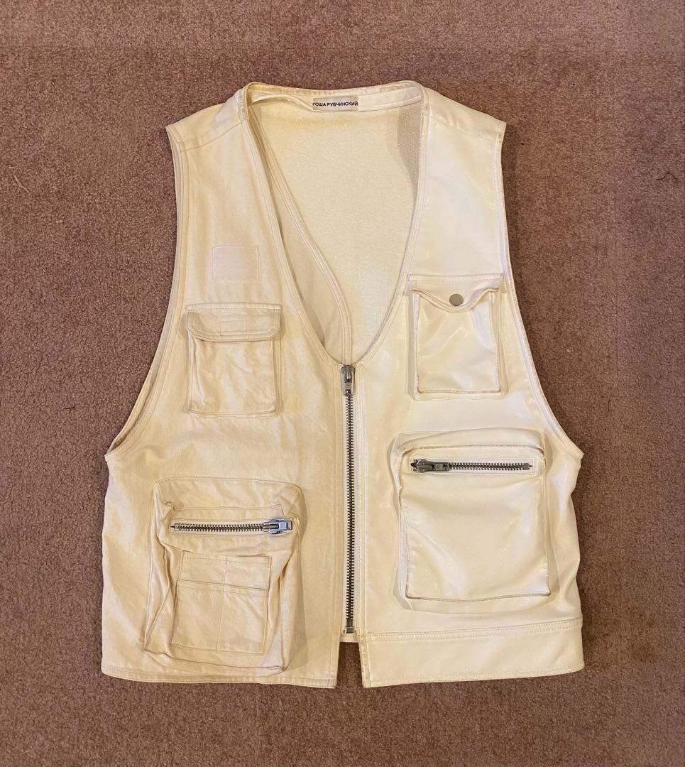 gosha rubchinskiy S 切り替え素材 コンボベスト レザー