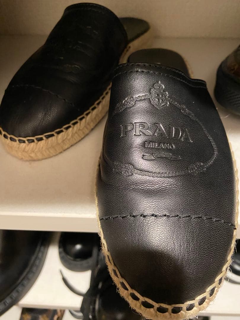 PRADA ブラック エスパドリーユ サンダル