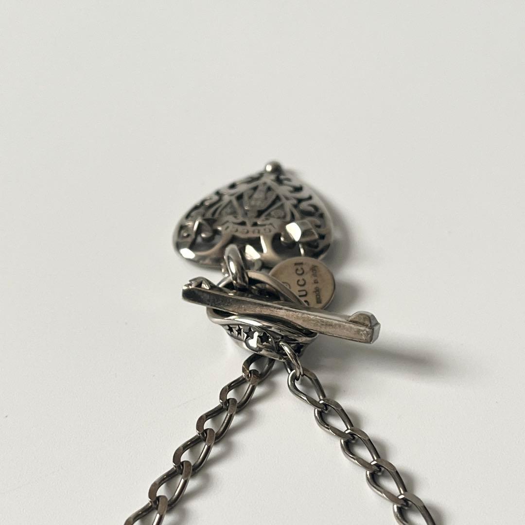 グッチ　ネックレス　ハート　クレスト　トグル　925　シルバー　イタリア製