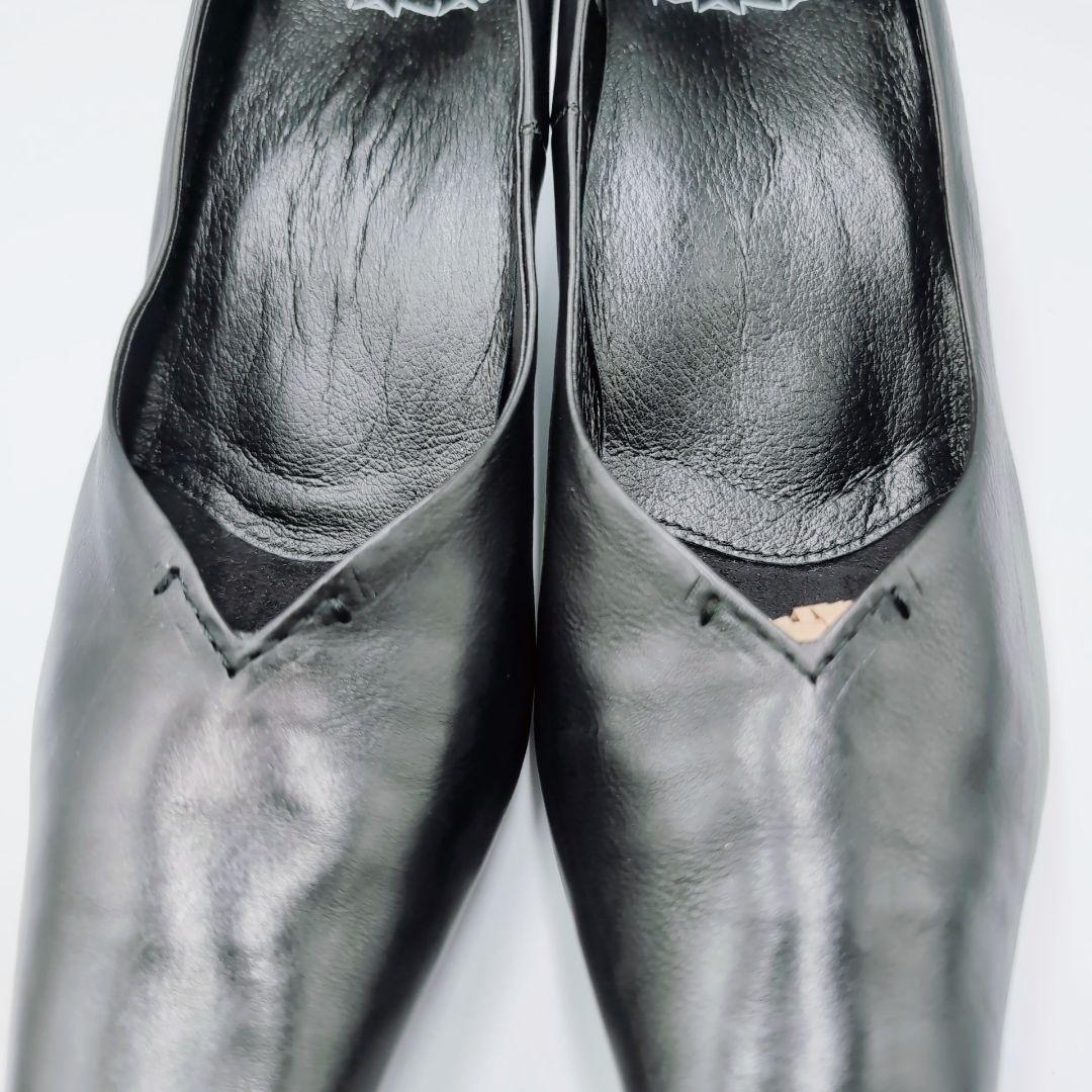 ✨️極美品✨️MANA デザインヒール　ポインテッド　黒　本革　37 Vカット