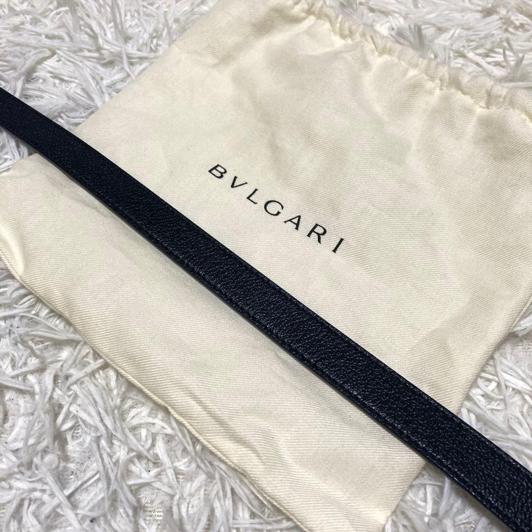 美品✨BVLGARI サークル　ロゴバックル　ベルト　黒　レザー　93cm