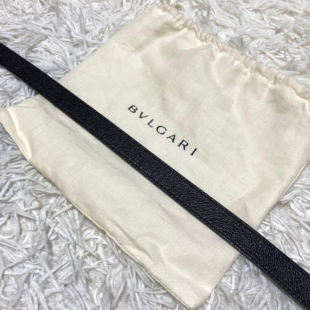 美品✨BVLGARI サークル　ロゴバックル　ベルト　黒　レザー　93cm