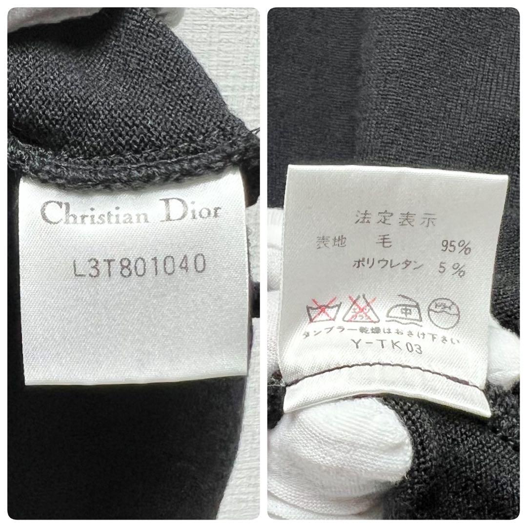 クリスチャンディオール ガリアーノ期 膝丈フォーマルワンピース ウール 黒 40