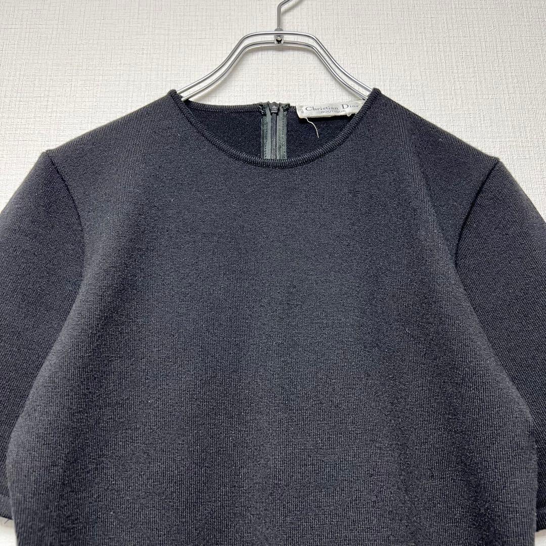 クリスチャンディオール ガリアーノ期 膝丈フォーマルワンピース ウール 黒 40