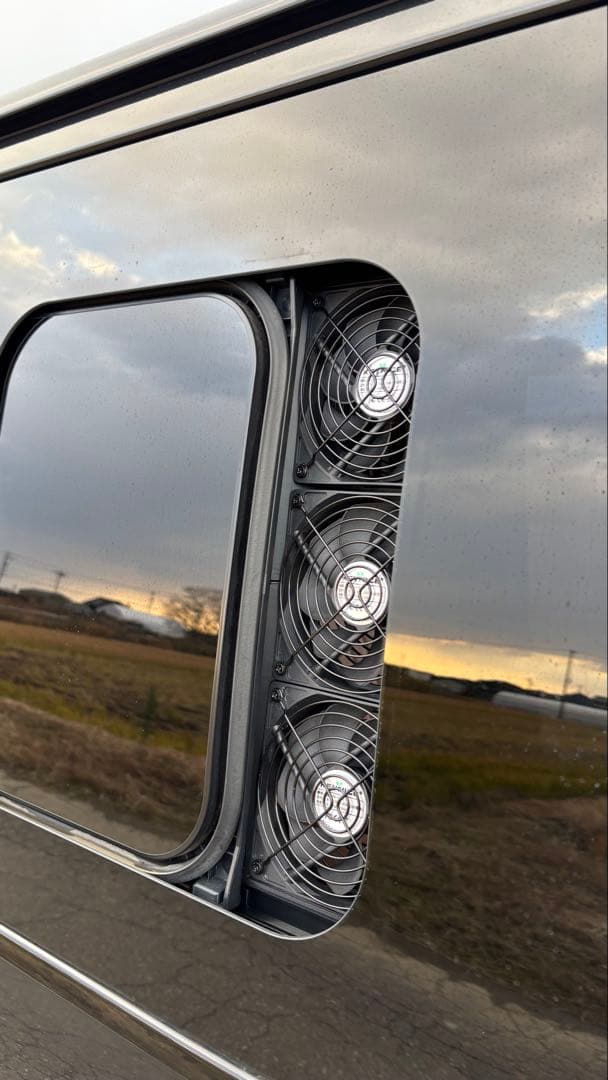 ハイエース 4型~ 換気扇 常設型 3連ファン ABS 『運転席側』防虫ネット付