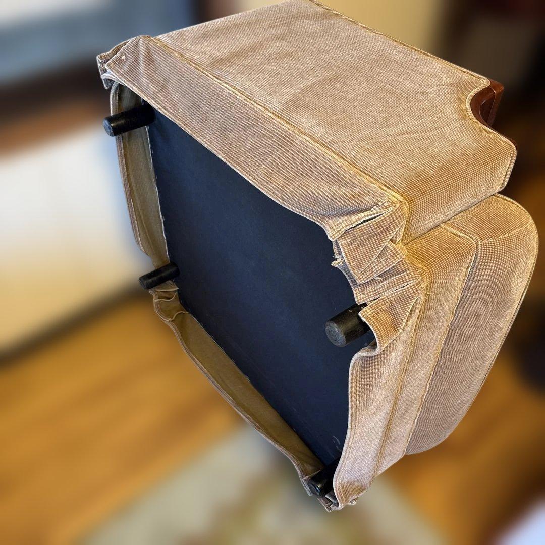 ①美品！昭和レトロ マルニ木工1人掛けソファ ビンテージ オールド コーデュロイ