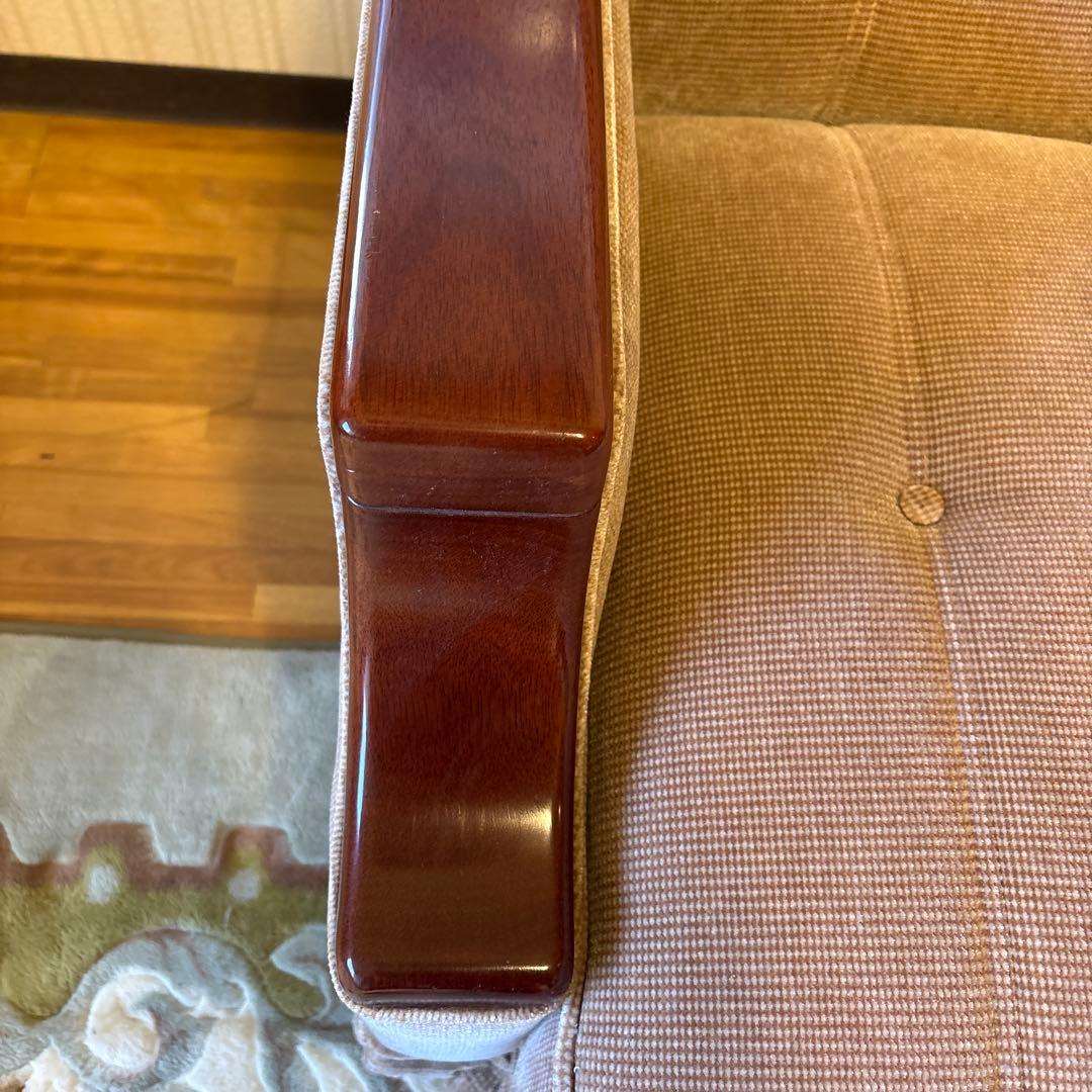 ①美品！昭和レトロ マルニ木工1人掛けソファ ビンテージ オールド コーデュロイ