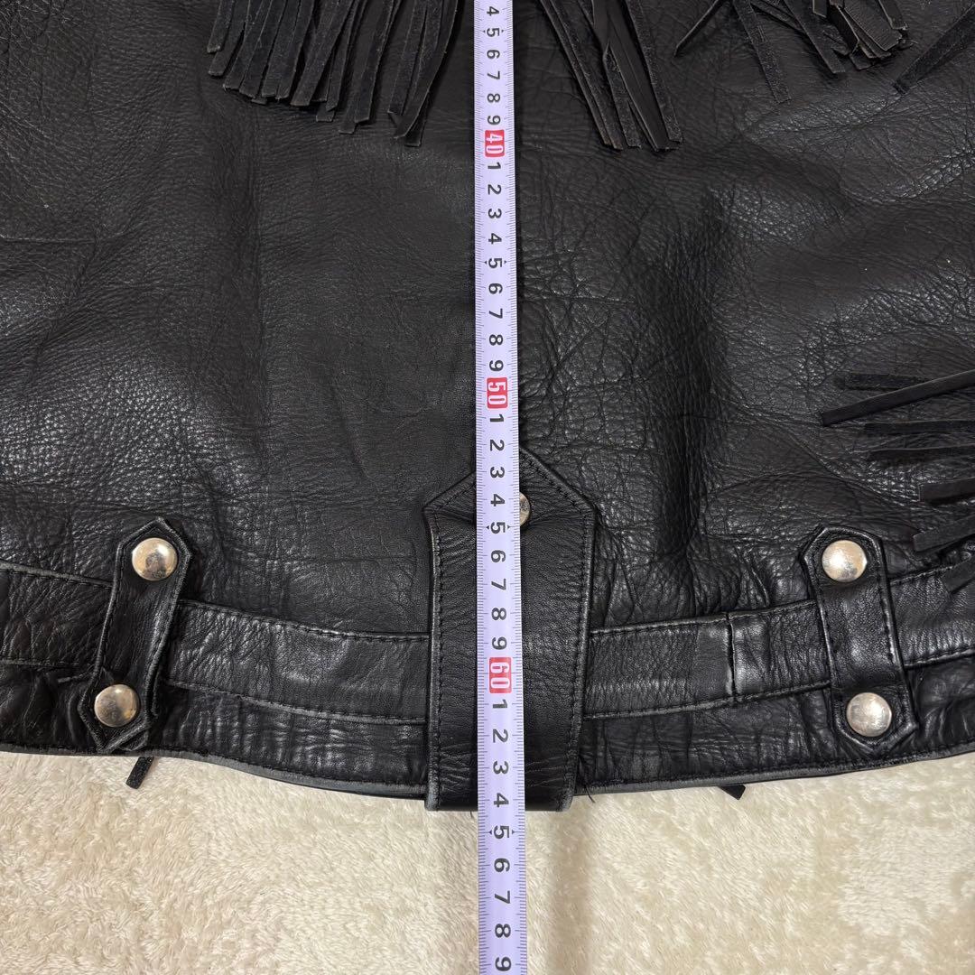 FIRST 本革 フリンジ ライダースジャケット ブラック