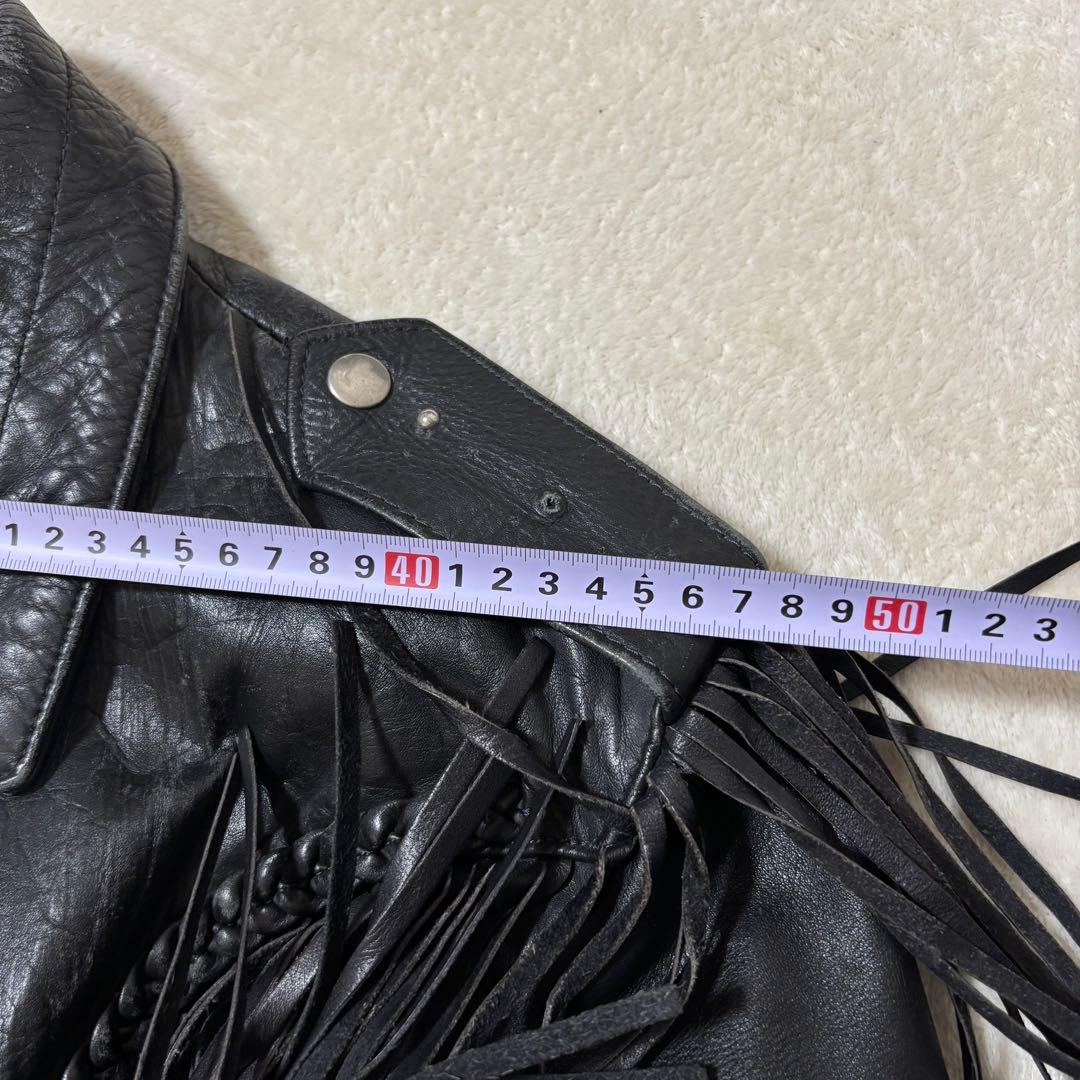 FIRST 本革 フリンジ ライダースジャケット ブラック