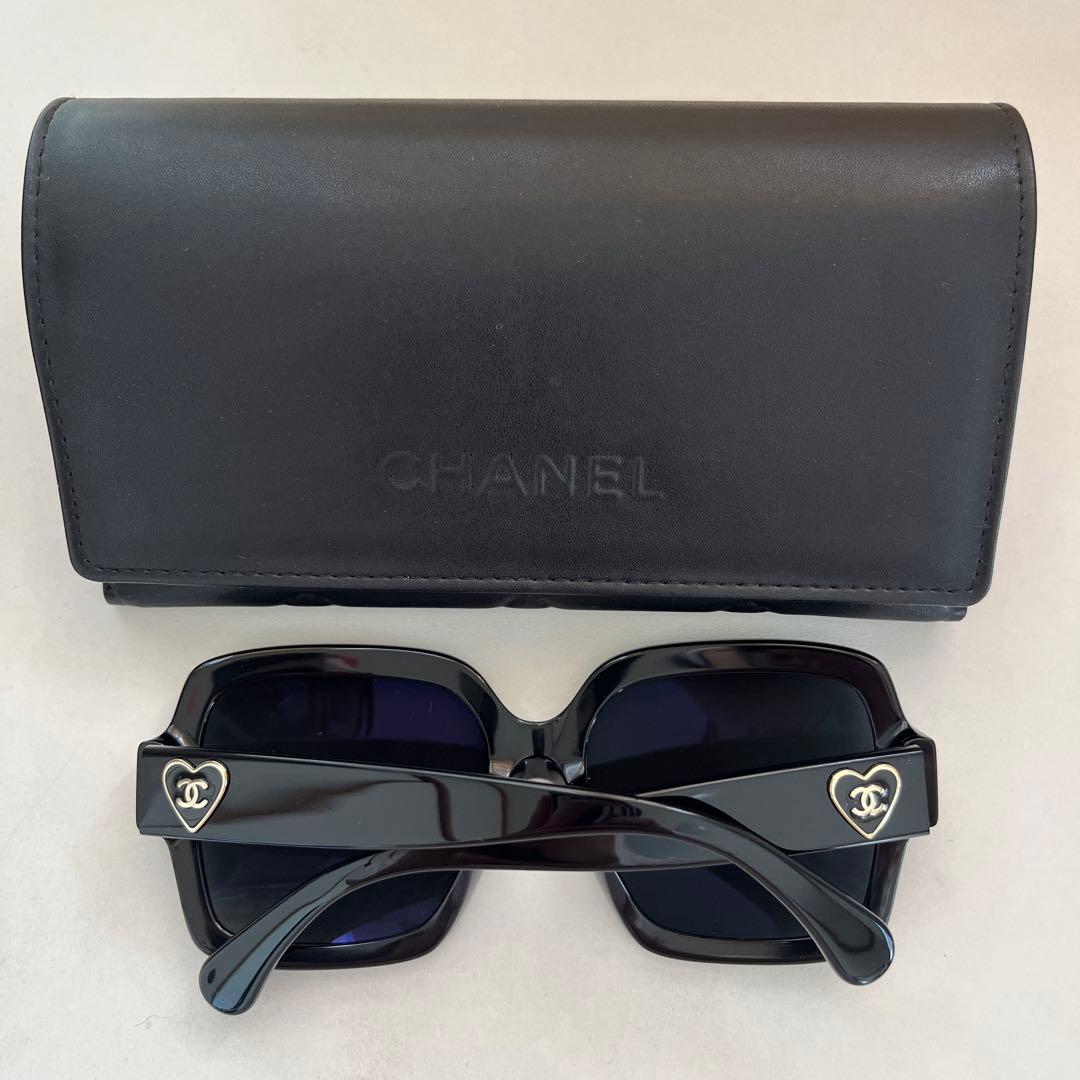 超美品 CHANEL サングラス スクエア型 ハートロゴ CCマーク 正規品