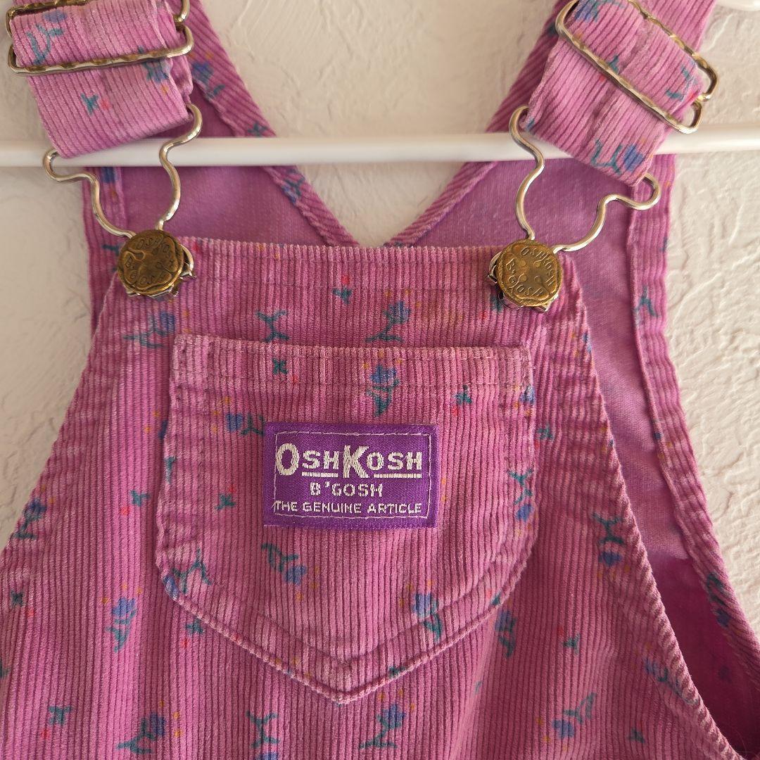 OshKosh☆ 花柄コーデュロイオーバーオール 18М　80年代　USA製　紫