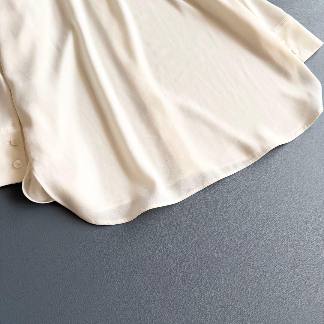 24年【セオリー】TIE BLOUSE ボウタイブラウス 白 長袖 日本製 S