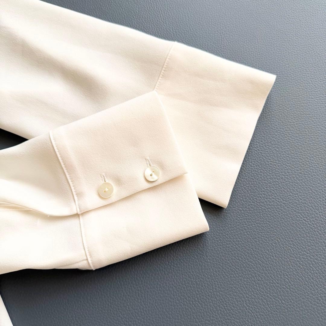 24年【セオリー】TIE BLOUSE ボウタイブラウス 白 長袖 日本製 S