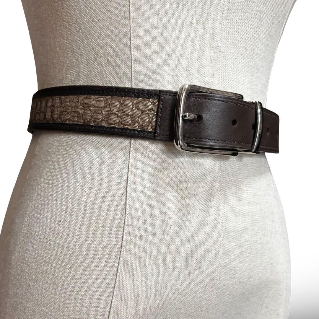 【極美品】コーチ　ベルト 90107 シグネチャー　レザーキャンバス　男女兼用