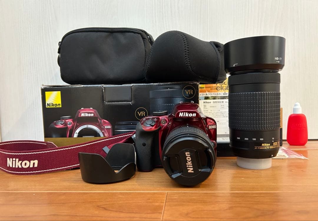 【送料込み】Nikon 一眼レフカメラ D3400 ダブルズームキット レッド