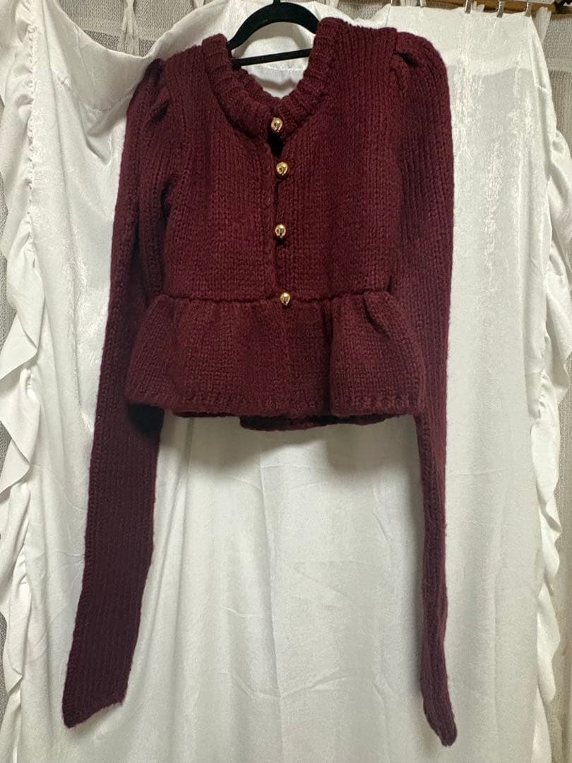 トップス Andequal gold button puff sleeve knit